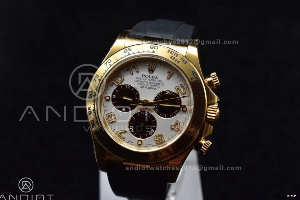 Best V2 116519 Case Rubber Strap 904L SA4130 Gold Daytona Black Clean SS Edition On 1:1 Dial 0418